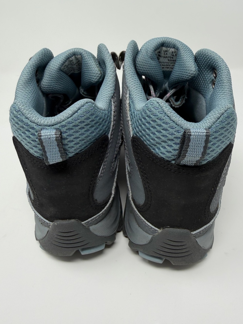 Merrell kids Gray & Blue Hiking Boots with Pink Logo Accent Sz.4.5 - Picture 6 of 9